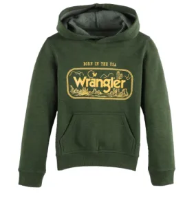 112318547 - Wrangler Boy's Western Hoodie - Forest Heather