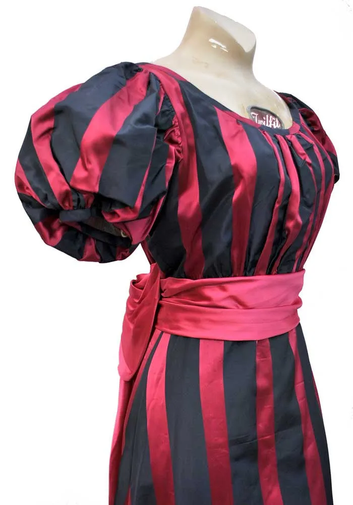 1930s Vintage Pink and Blue Striped Evening Gown • 30s Couture Dress • Hollywood