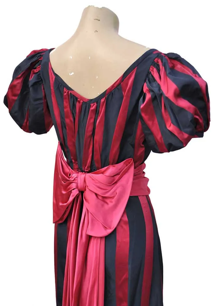 1930s Vintage Pink and Blue Striped Evening Gown • 30s Couture Dress • Hollywood