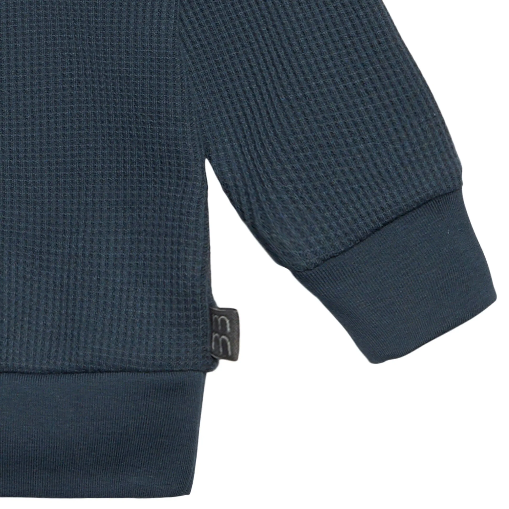 2-Piece Baby Boys Navy Waffle Hoodie and Pant Set