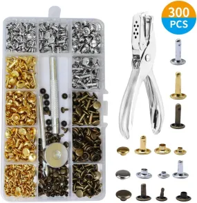 480 Pcs Metal Double Cap Rivets Studs Round Rivet for DIY Leather Craft Bag Belt Clothing Garment Shoes Pet Collar Fixing Tools