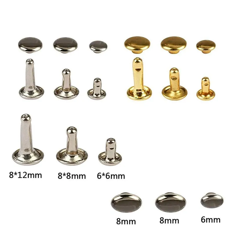 480 Pcs Metal Double Cap Rivets Studs Round Rivet for DIY Leather Craft Bag Belt Clothing Garment Shoes Pet Collar Fixing Tools