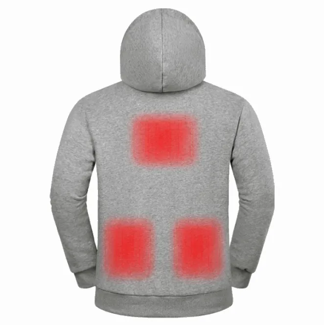 5V Electric Heated Hoodie for Men 5 Heating Panels & 3 Temp Settings