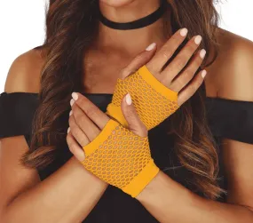 80's Neon Short Mesh Gloves Orange