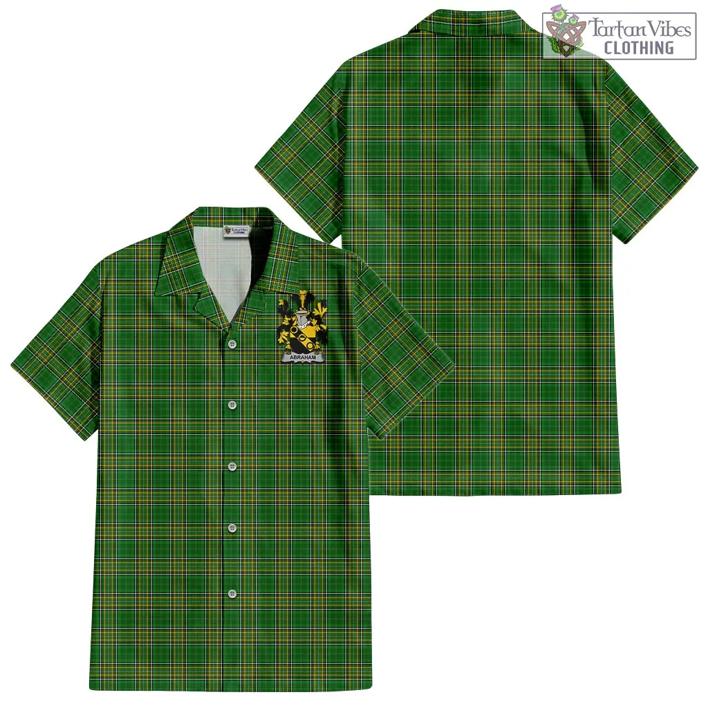 Abraham Irish Clan Tartan Short Sleeve Button Up with Coat of Arms