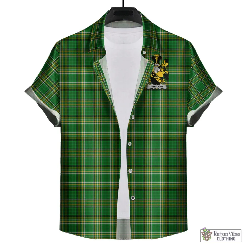 Abraham Irish Clan Tartan Short Sleeve Button Up with Coat of Arms