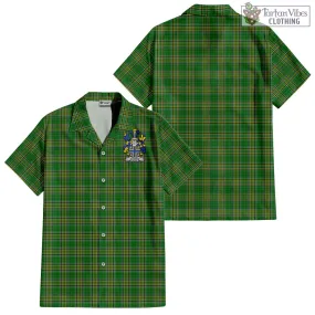 Acotes Irish Clan Tartan Short Sleeve Button Up with Coat of Arms