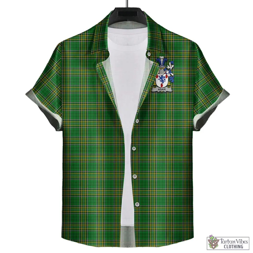 Adair Irish Clan Tartan Short Sleeve Button Up with Coat of Arms