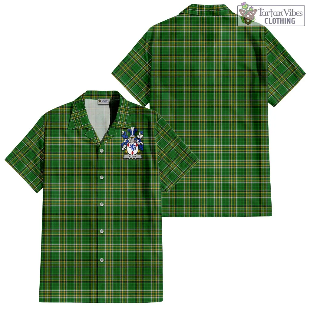 Adair Irish Clan Tartan Short Sleeve Button Up with Coat of Arms