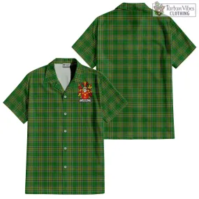 Adams Irish Clan Tartan Short Sleeve Button Up with Coat of Arms