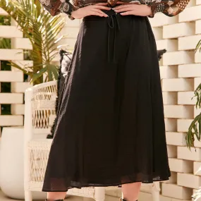 Adorne - Carolina Long Black Skirt with Drawstring waist.