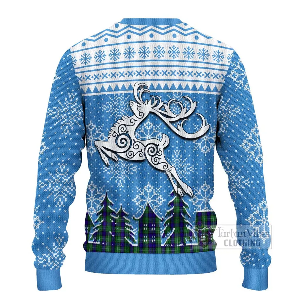 Alexander Clan Christmas Ugly Sweater with Tartan and Celtic Reindeer Style