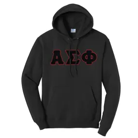 Alpha Sig Black Hoodie with Sewn On Greek Letters