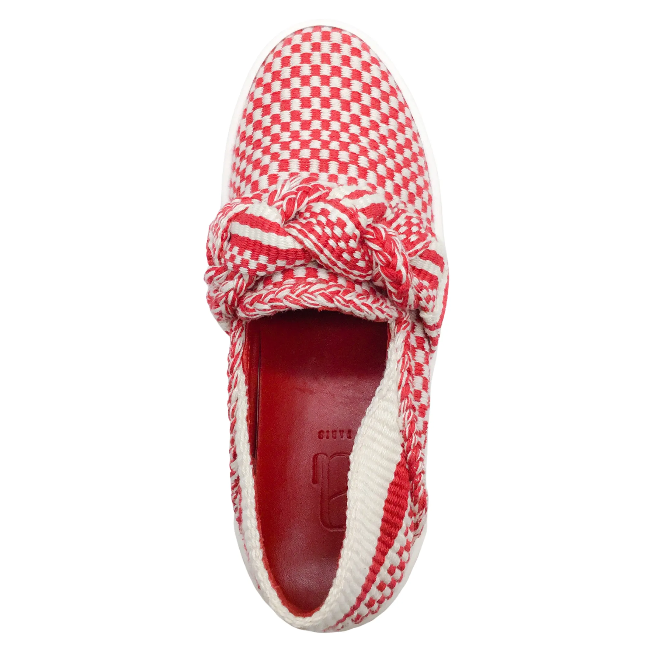 ANTOLINA Red Check Woven Slip On Sneakers