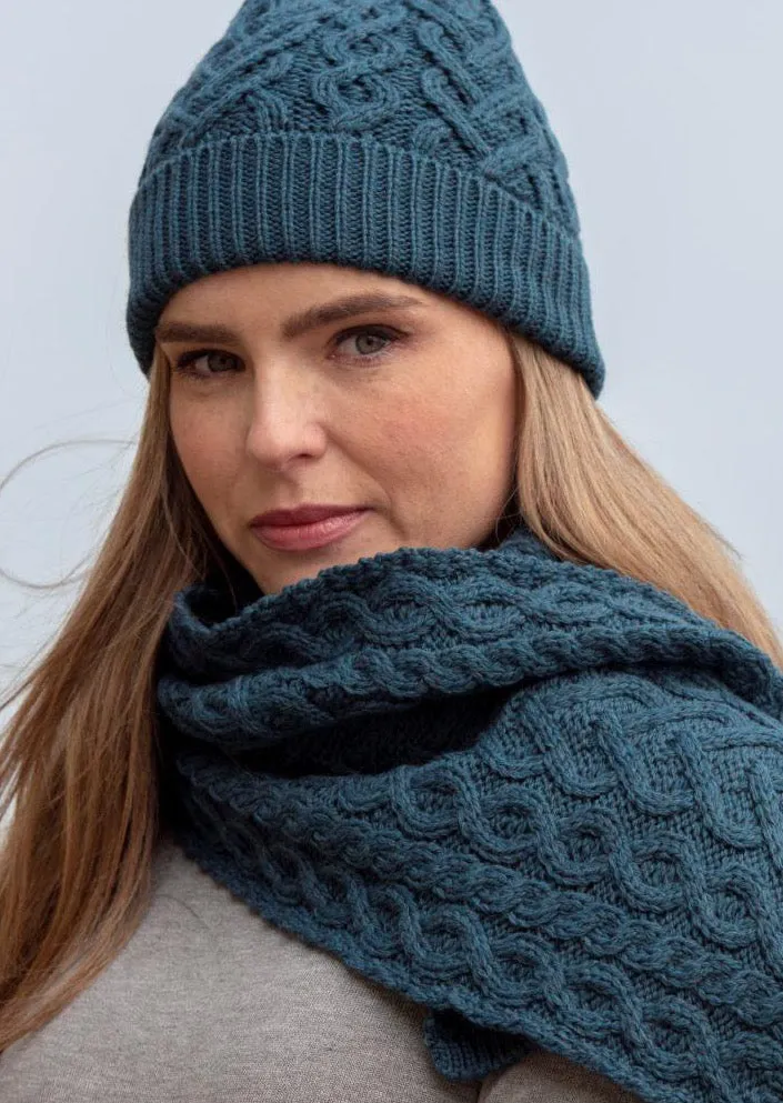 Aran Crafts Merino Heart Scarf | Teal