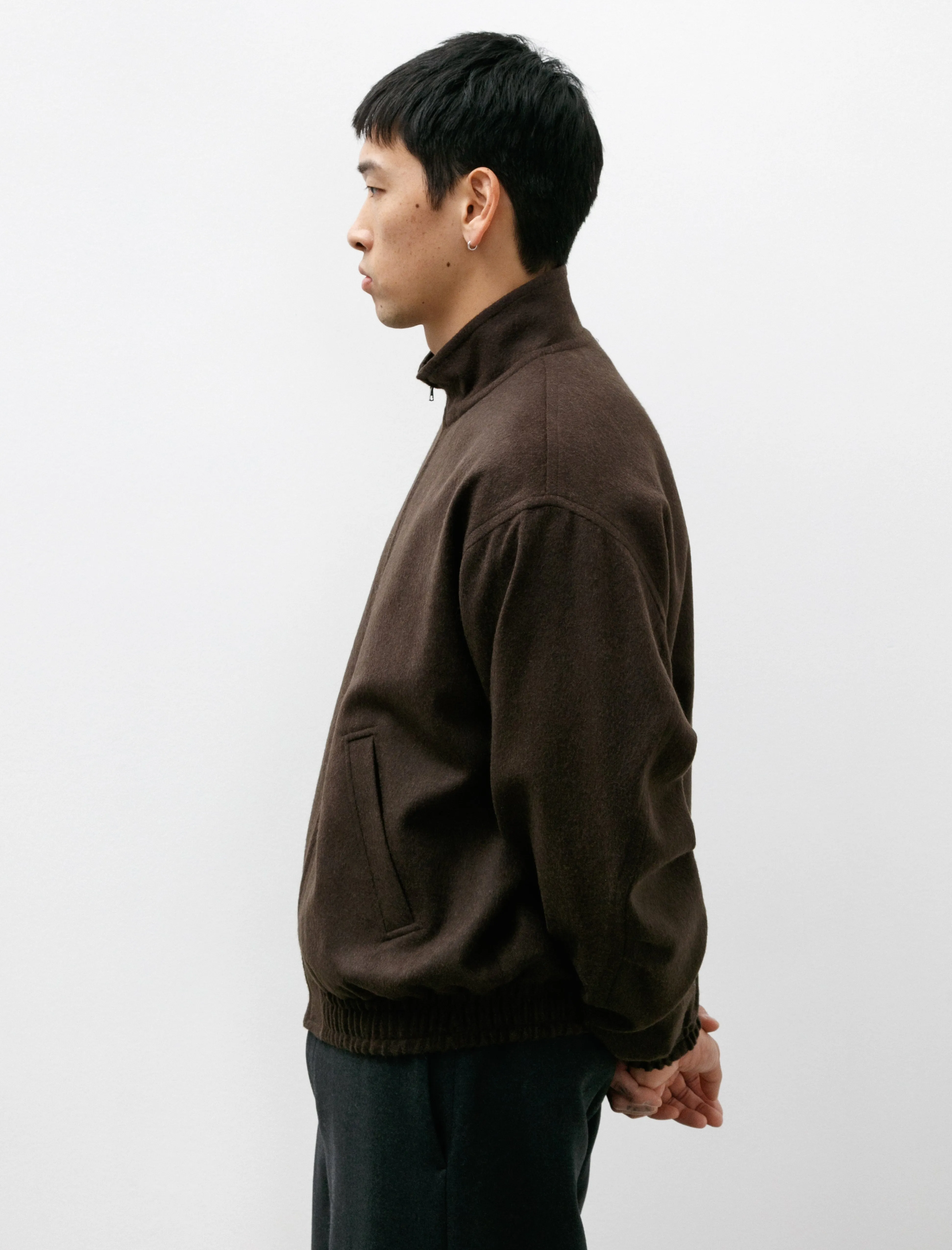 Baby Camel Flannel Zip Blouson Dark Brown