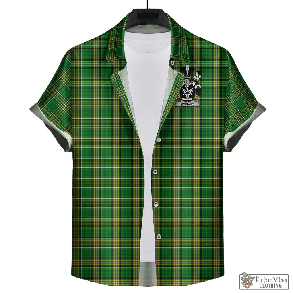 Barlow Irish Clan Tartan Short Sleeve Button Up with Coat of Arms