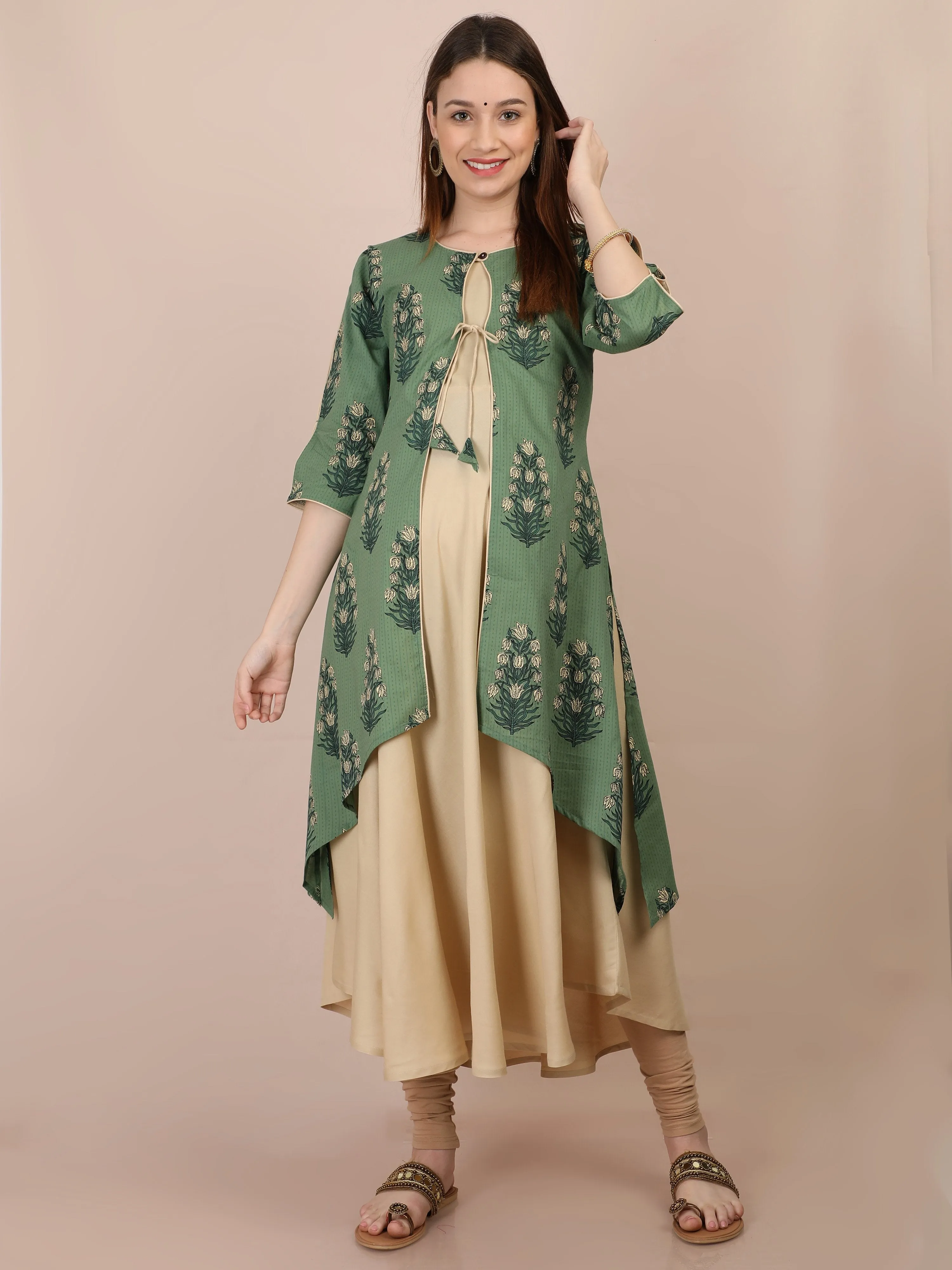 Basil Green Maternity and Nursing Kurti