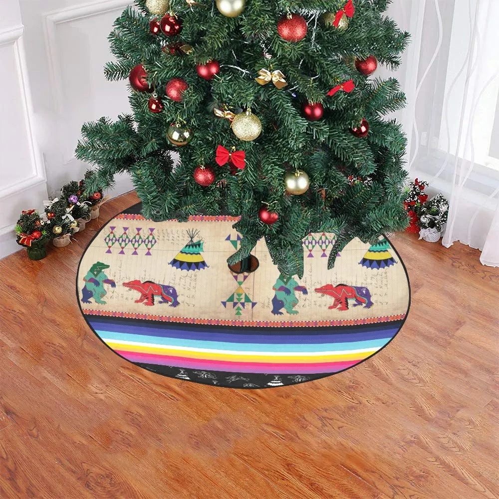 Bear Ledger Black Sky Christmas Tree Skirt 47" x 47"