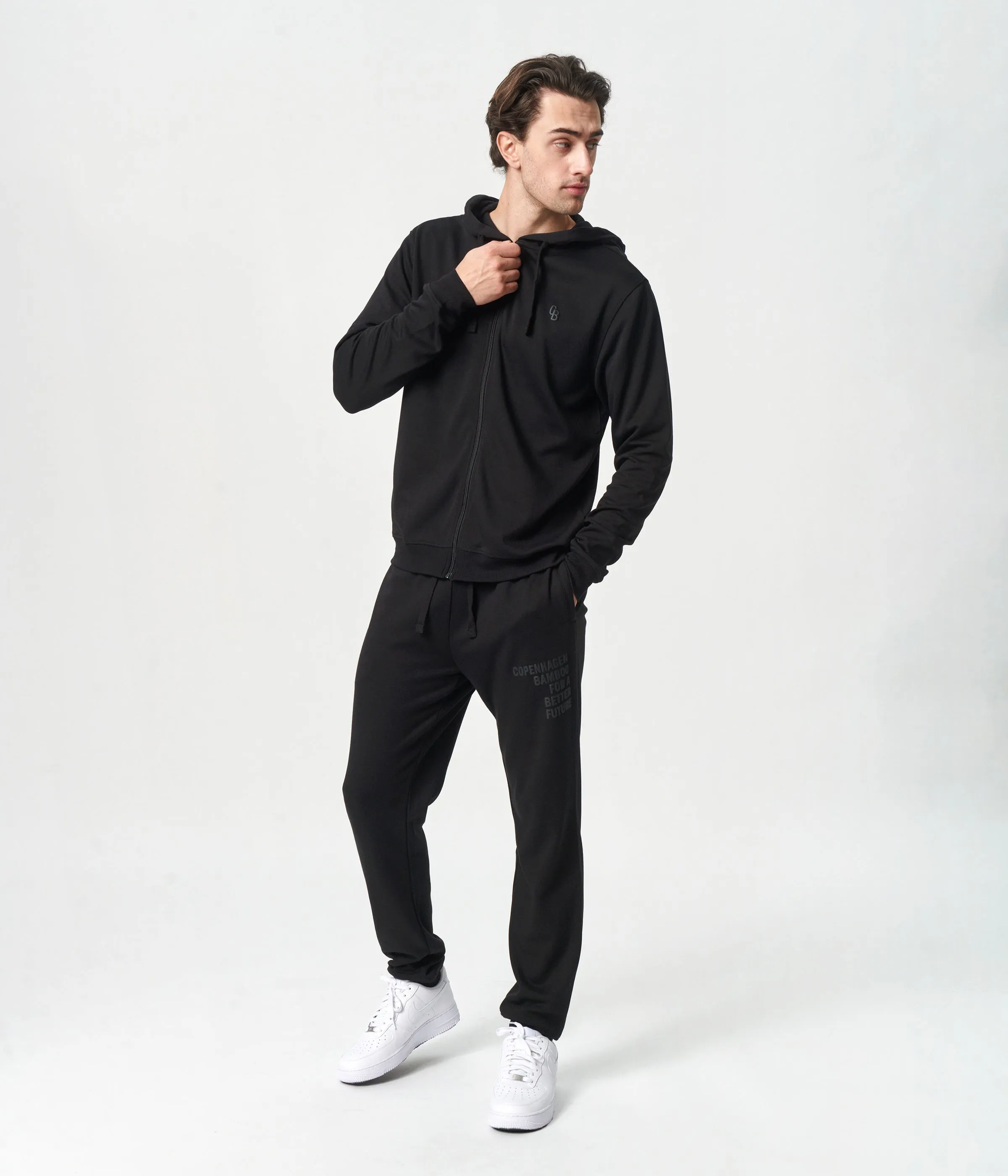 Black bamboo zip-up hoodie