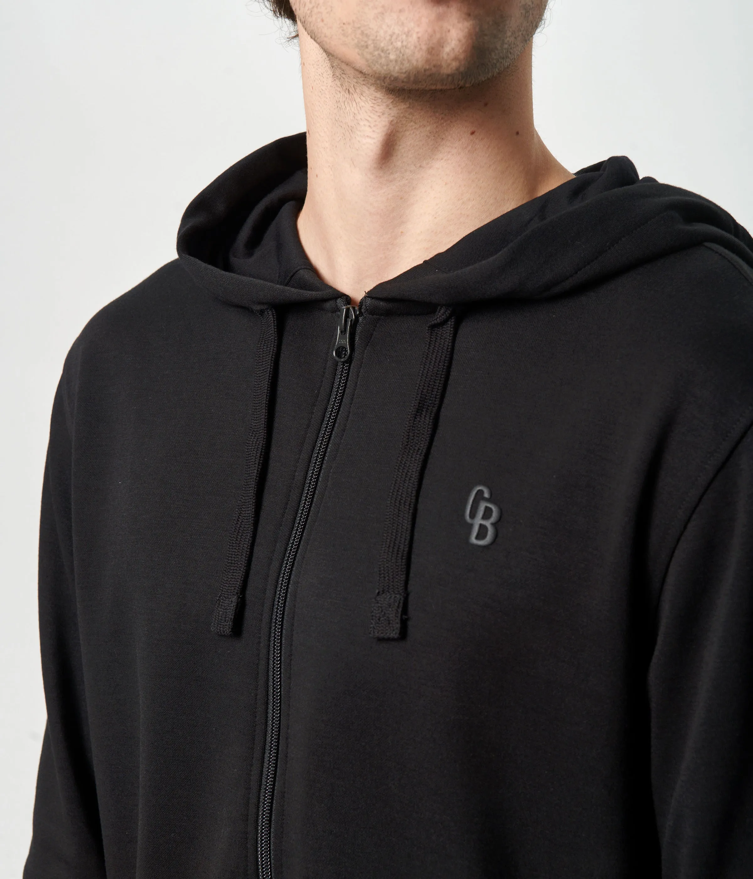 Black bamboo zip-up hoodie