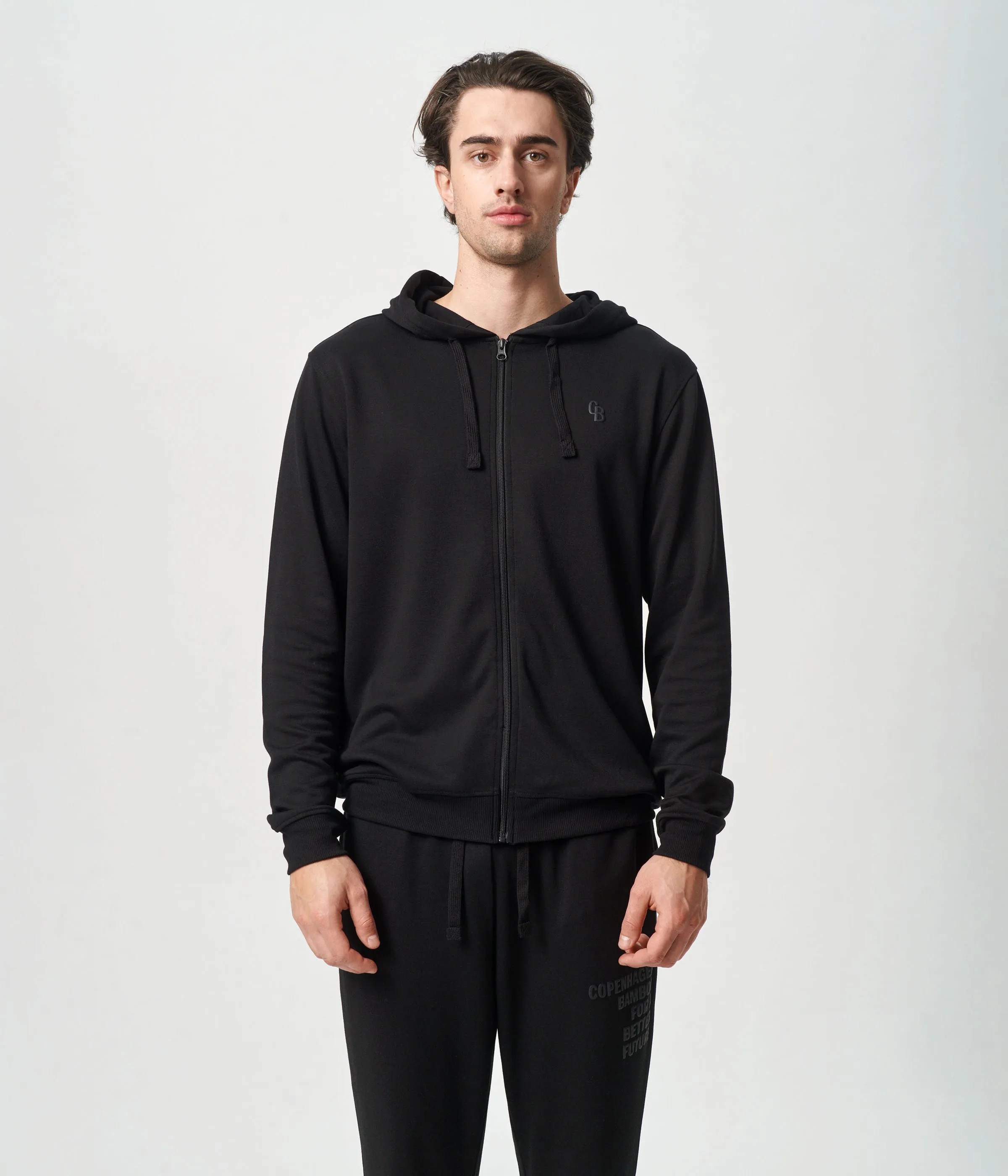 Black bamboo zip-up hoodie