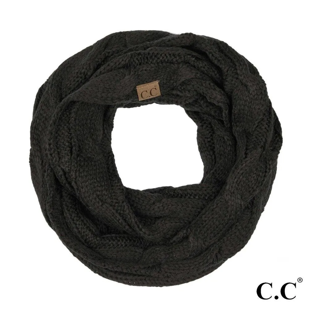 Black CC Infinity Cable Scarf