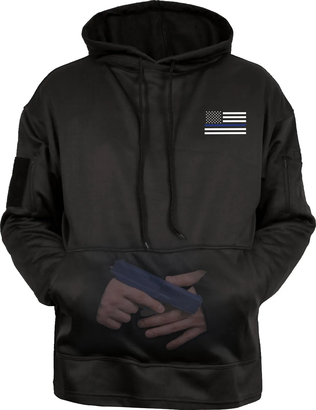 Black Honor and Respect Thin Blue Line Concealed Carry Hoodie