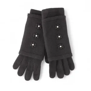 Black Merino Gloves with Pearls