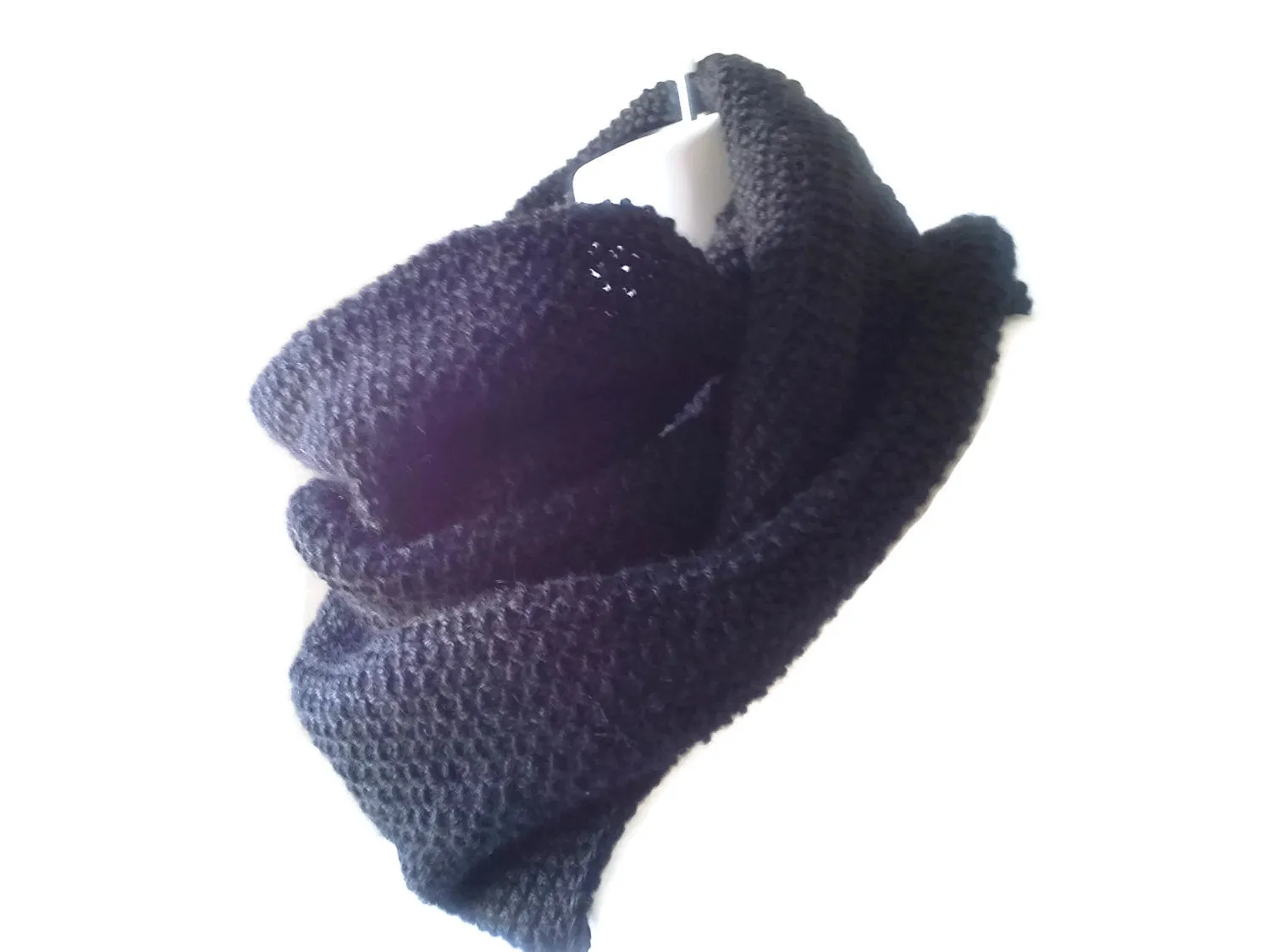 Black Pure Alpaca Infinity Scarf