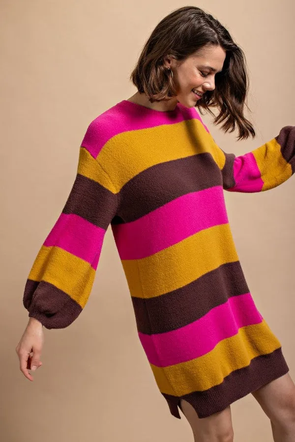 Bold Stripe Sweater Dress