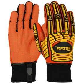 Boss 120-MP2110 TPR Impact Protection Synthetic Leather Palm with PVC Dotted Grip Safety Glove (One Dozen)