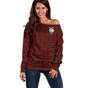 Brodie Tartan Off Shoulder Women Sweater with Family Crest