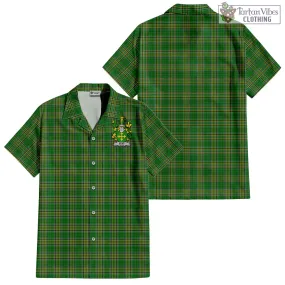 Bury Irish Clan Tartan Short Sleeve Button Up with Coat of Arms