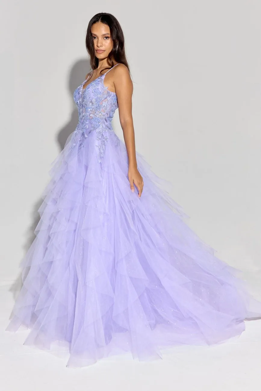 CAMILA Thin Strap Tulle Layered Prom & Formal Dress