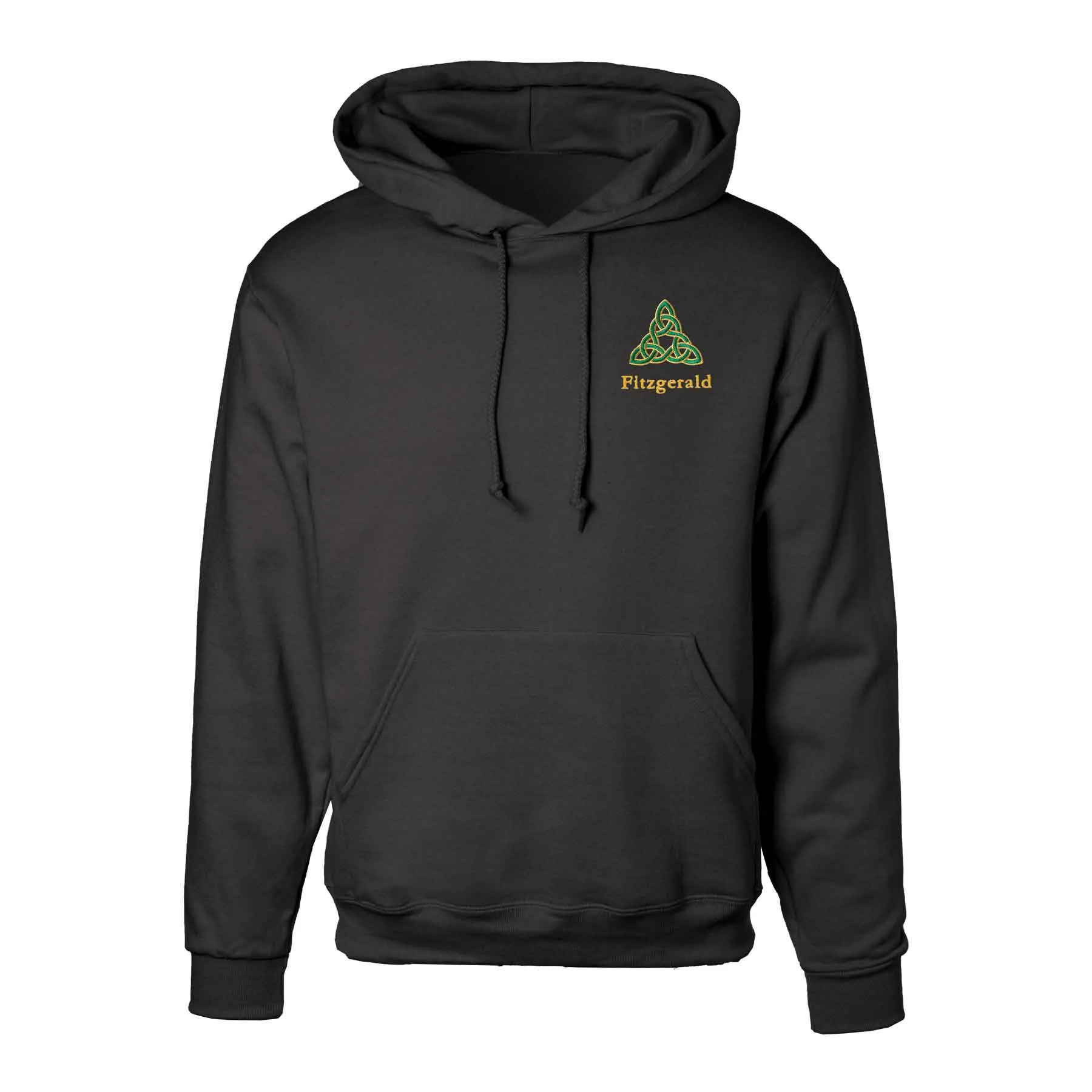 Celtic Triangle Knot Embroidered Personalized Hoodie- Black