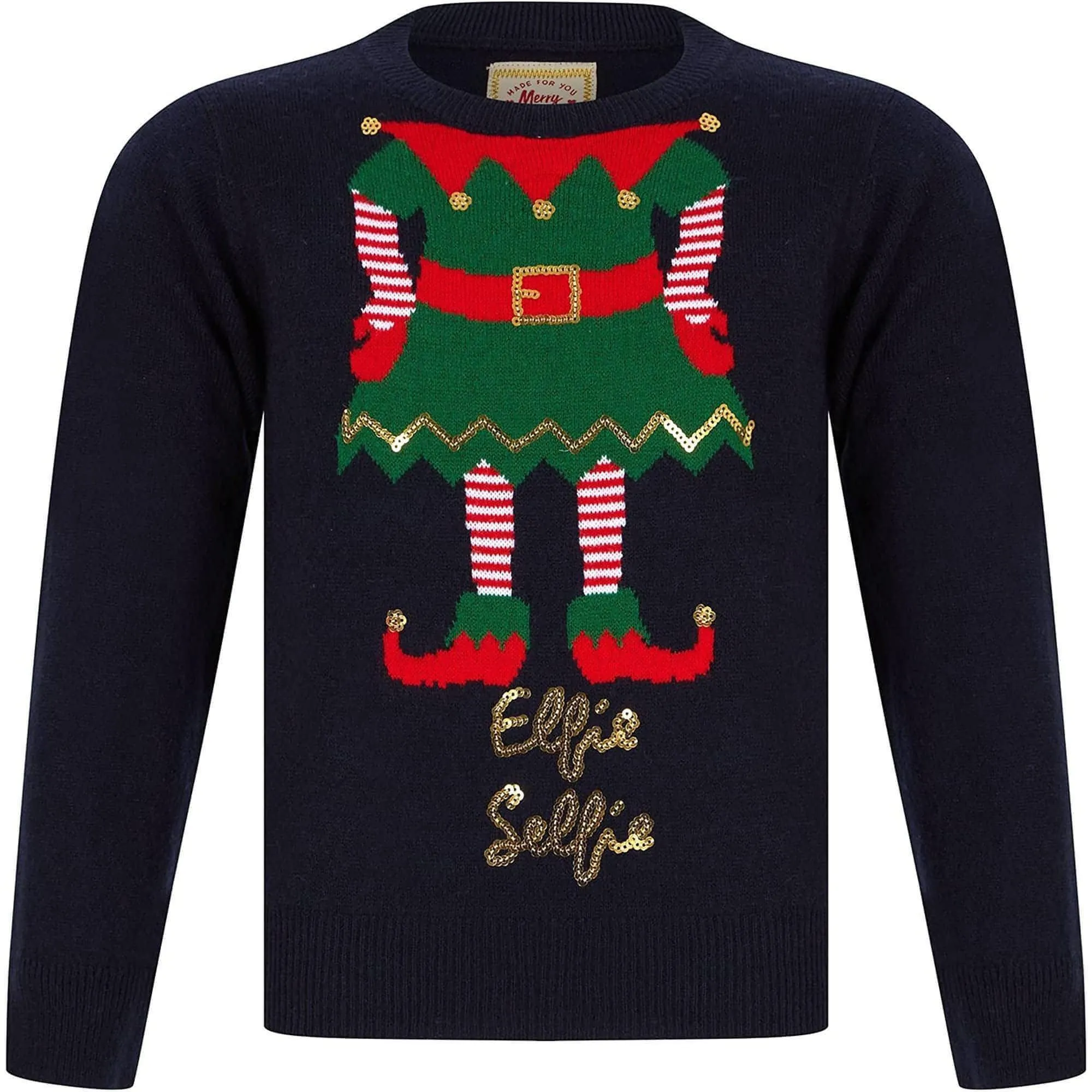 Christmas Elfie Selfie Junior Christmas Jumper - Navy