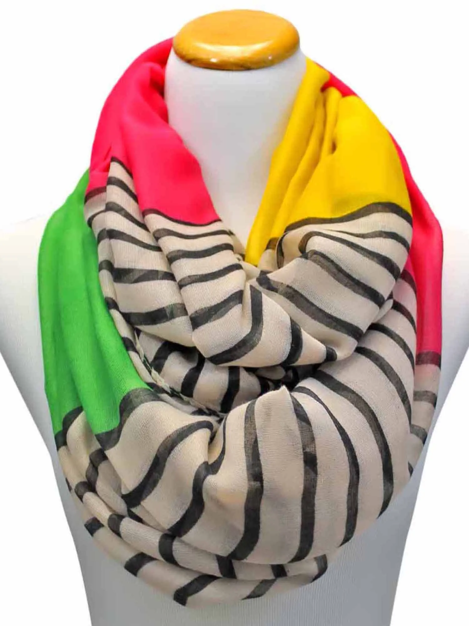 Color Block Striped Infinity Scarf