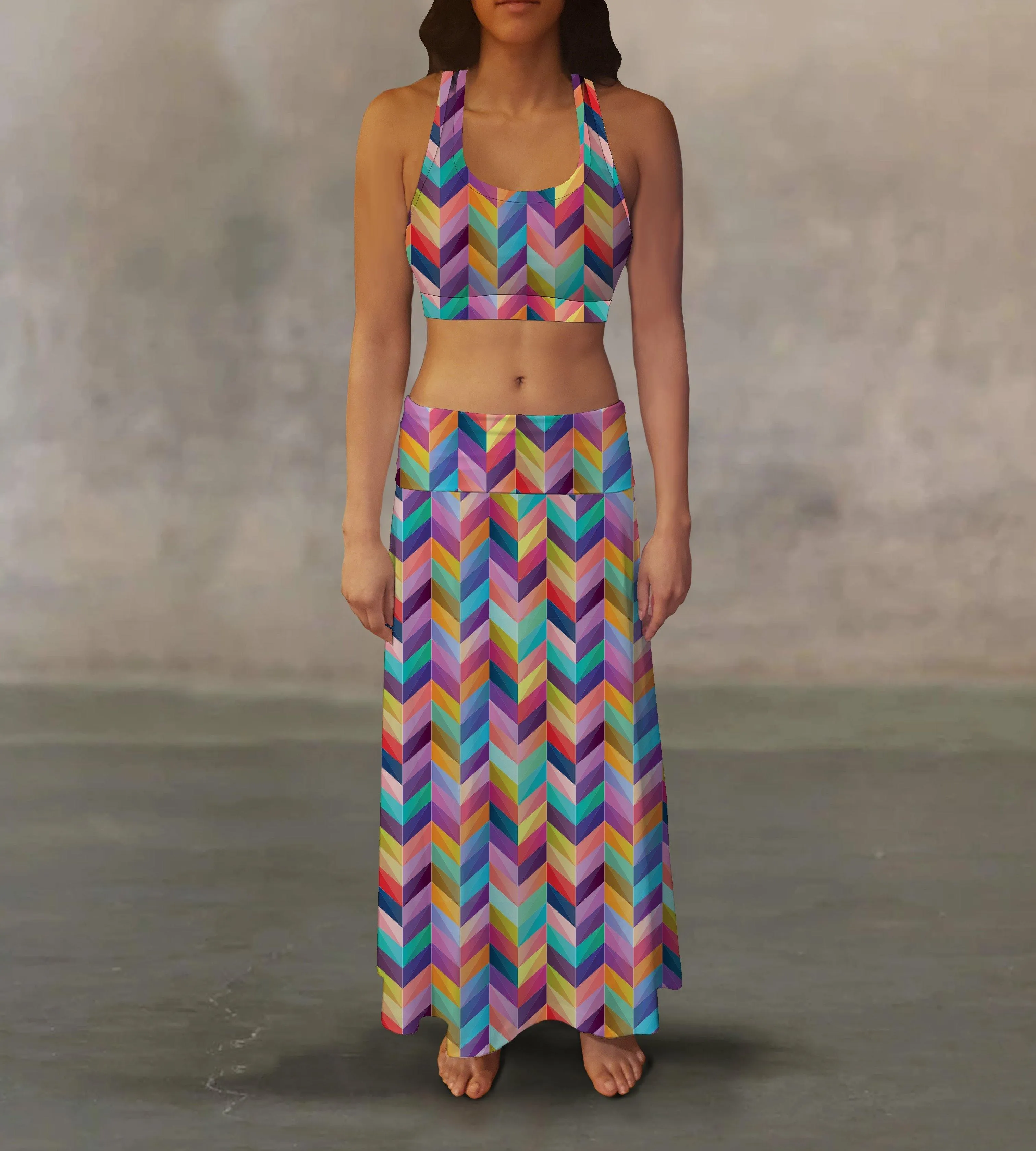 Colorful Chevron Maxi Skirt