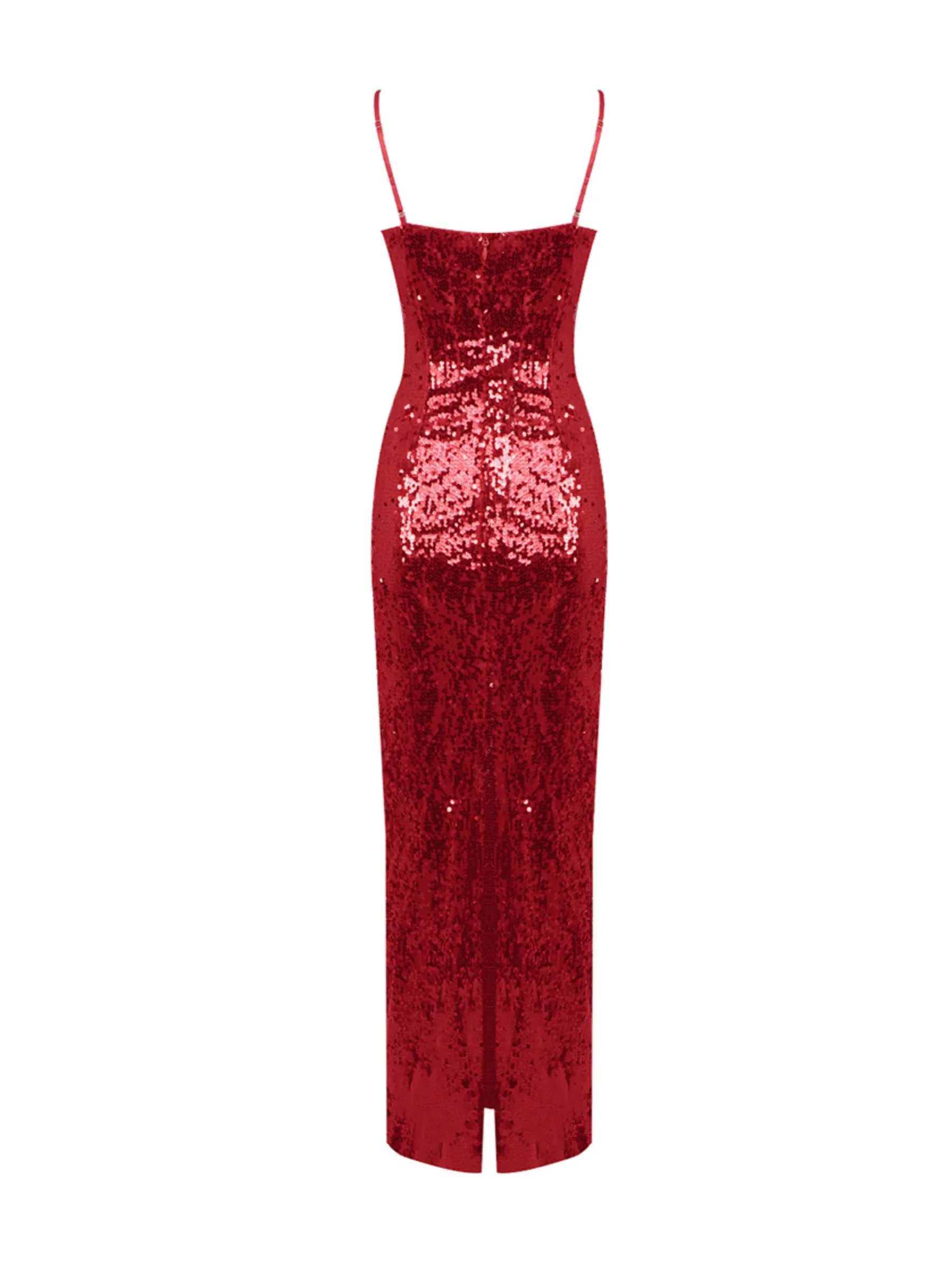 Cordelia Sequin Maxi Dress in Red