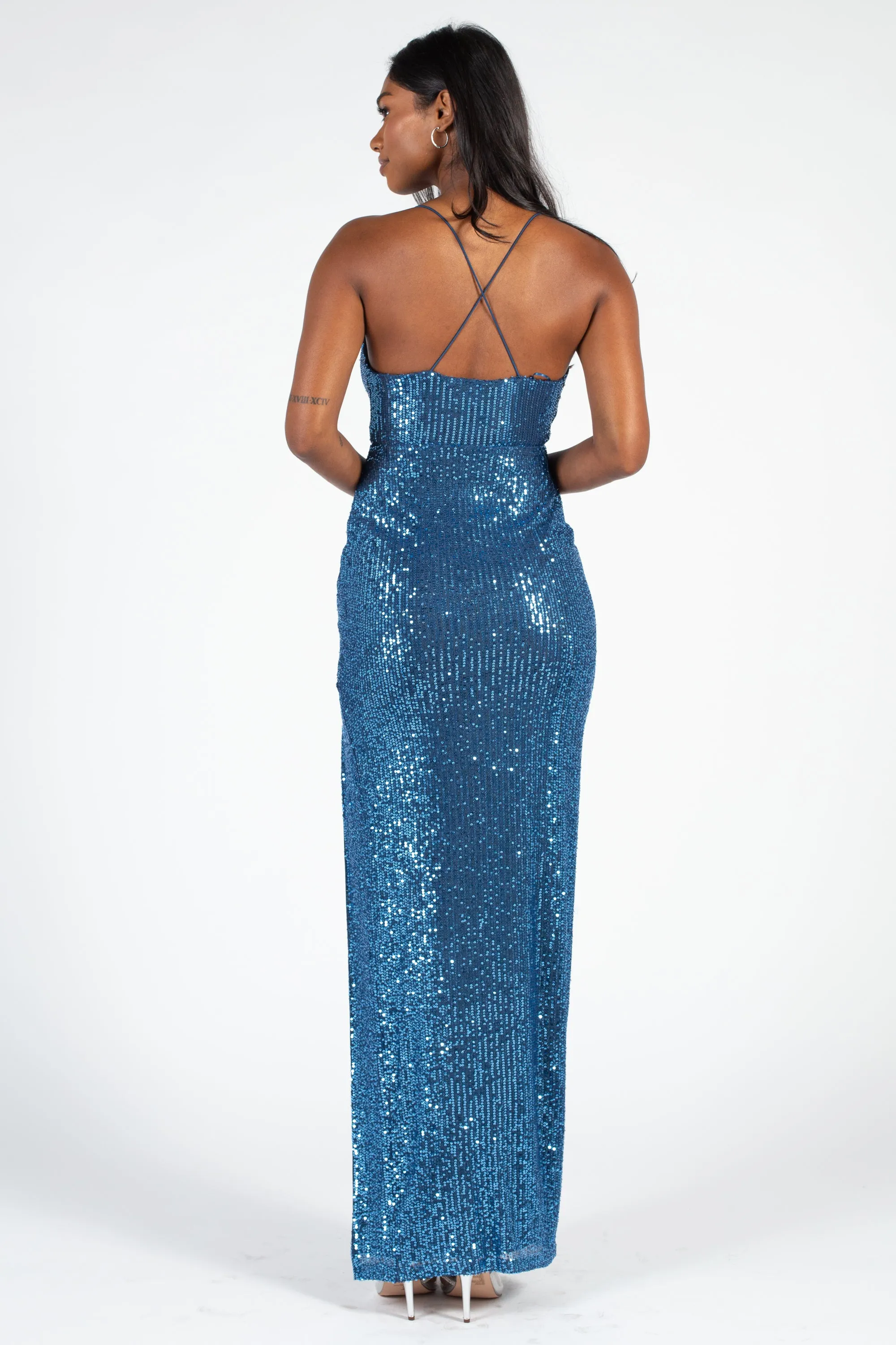 Cornelia Side Slit Sequin Maxi Dress