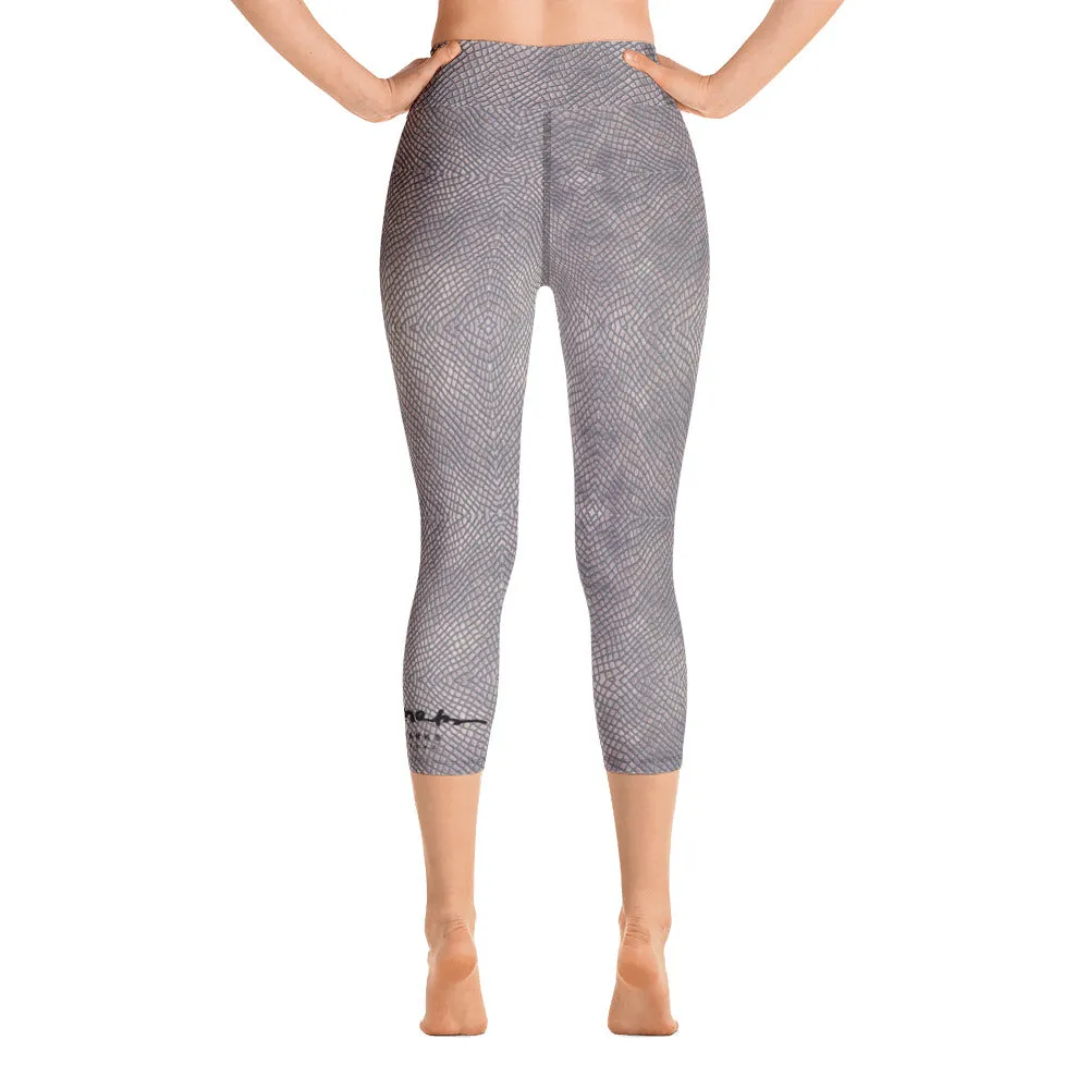 Croc Print Yoga Capri Leggings