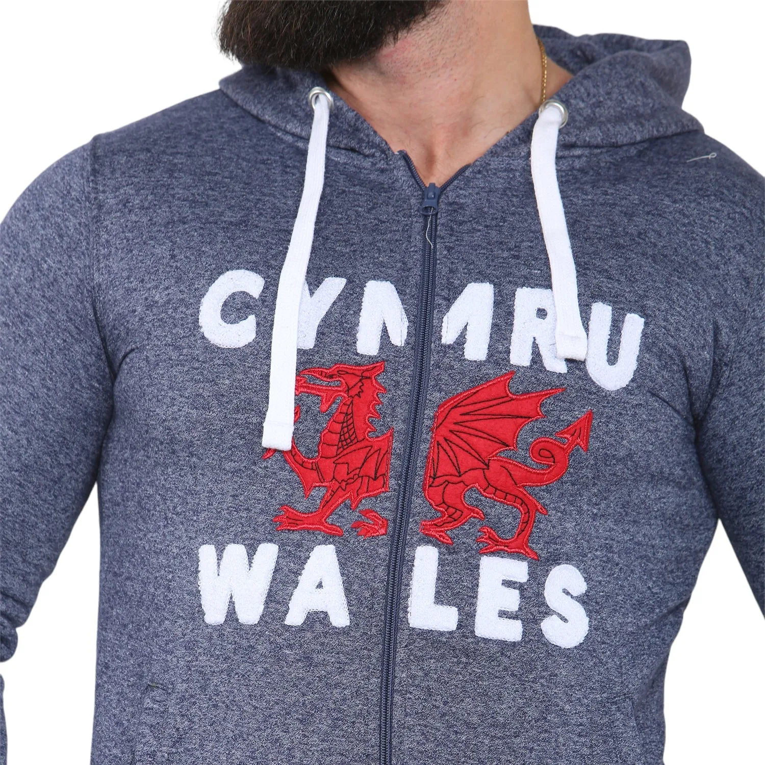 Cymru Wales Mens Dragon Full Zip Hoodie