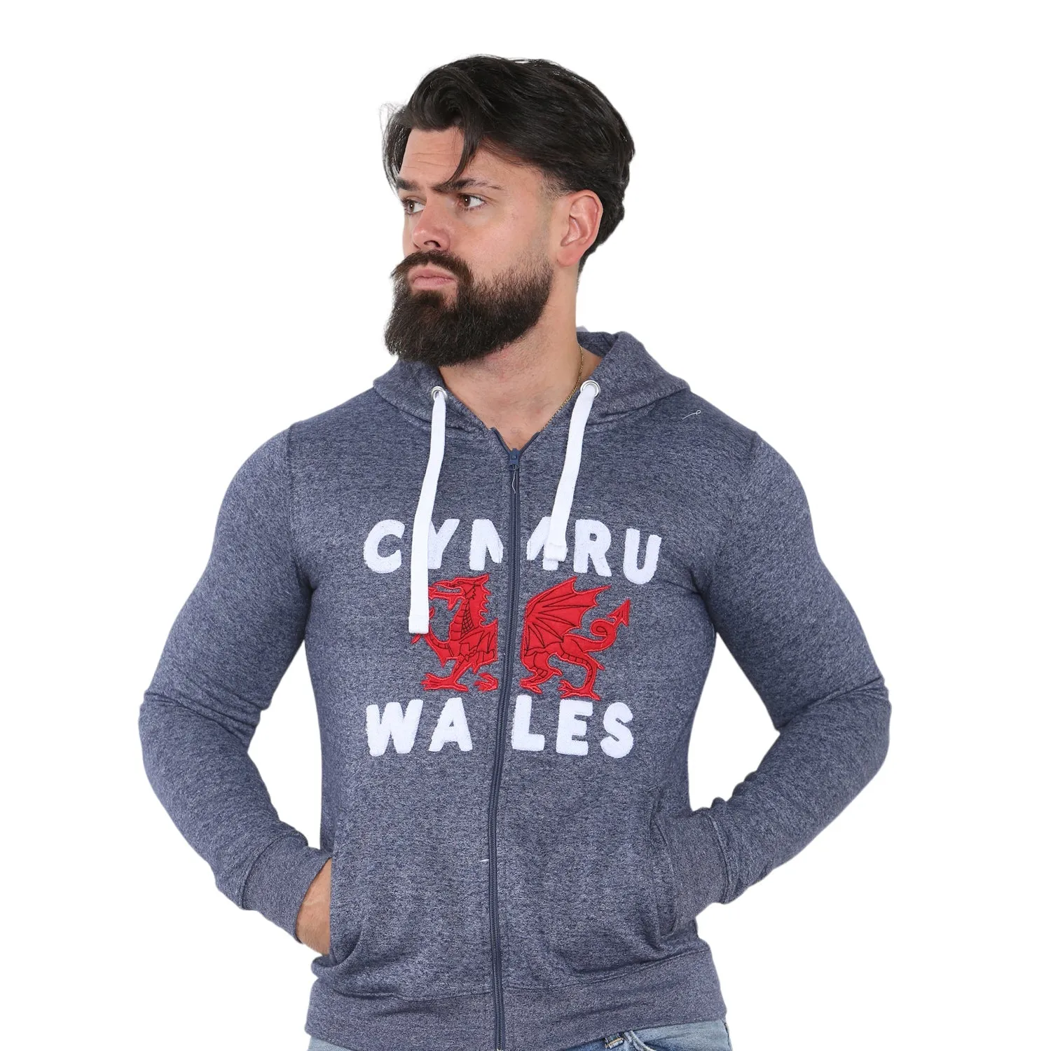 Cymru Wales Mens Dragon Full Zip Hoodie