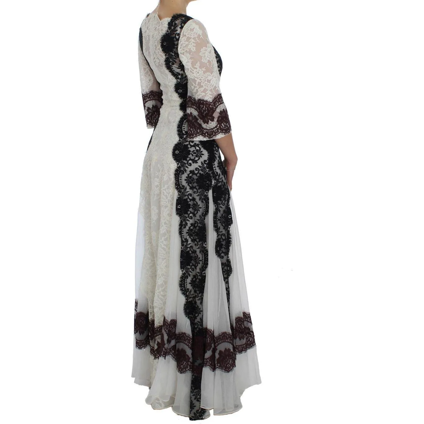 Dolce & Gabbana Floral Lace Silk Blend Maxi Dress