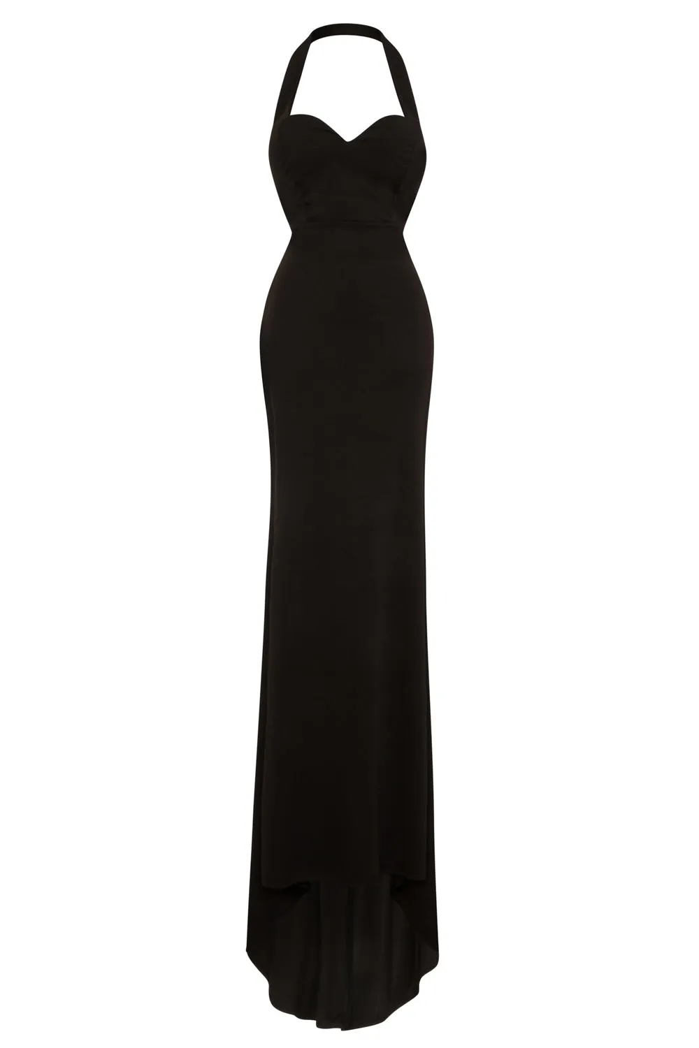 Dream Black Sweetheart Backless Waterfall Frill Ruffle Fishtail Maxi Dress