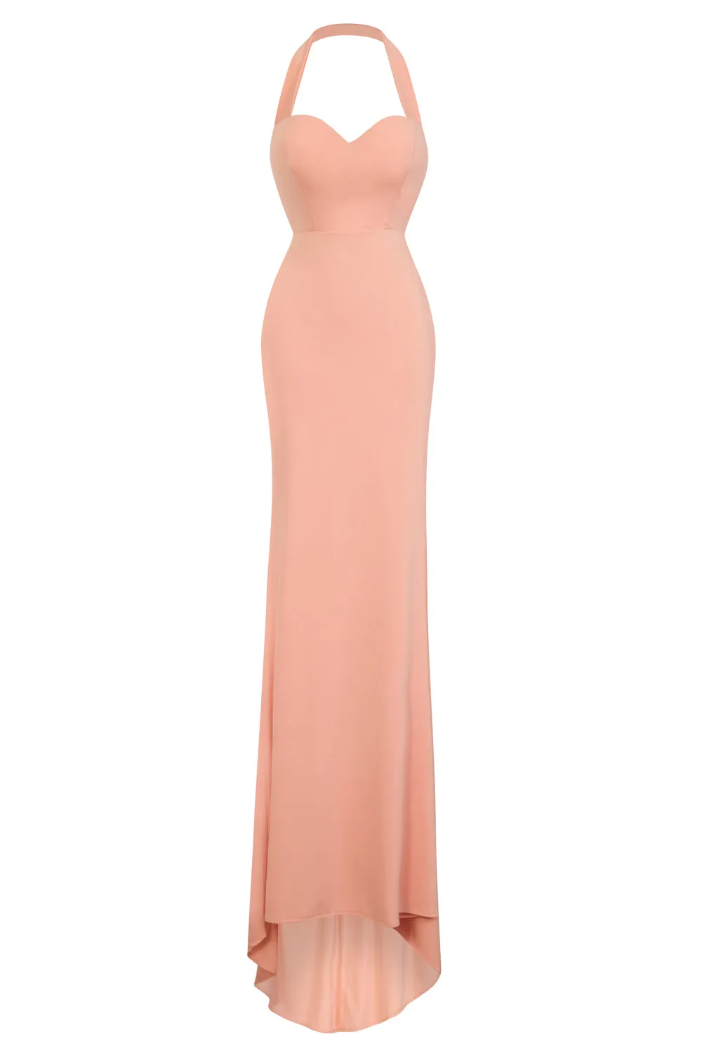 Dream Coral Sweetheart Backless Waterfall Frill Ruffle Fishtail Maxi Dress