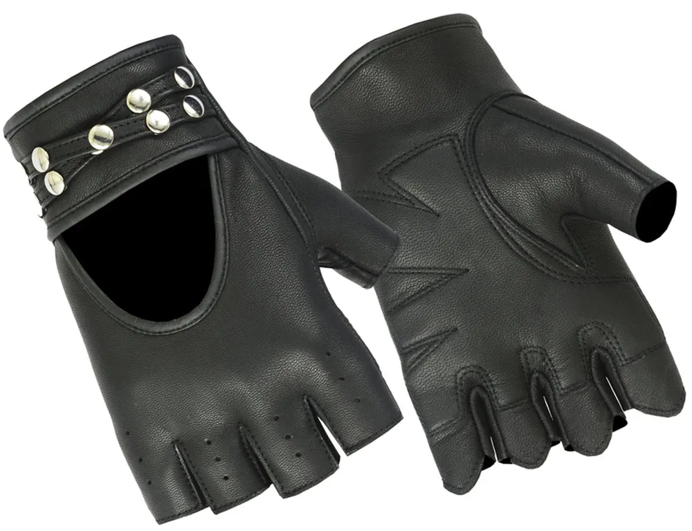 DS85 Women's Fingerless Glove with Rivets Detailing