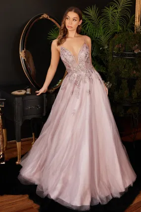 ELLAN Dusty Rose Lace & Tulle A Line Prom & Formal Dress