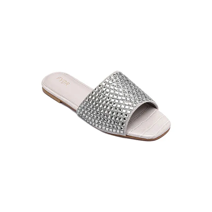 Embellished Square Toe Slide MY 234